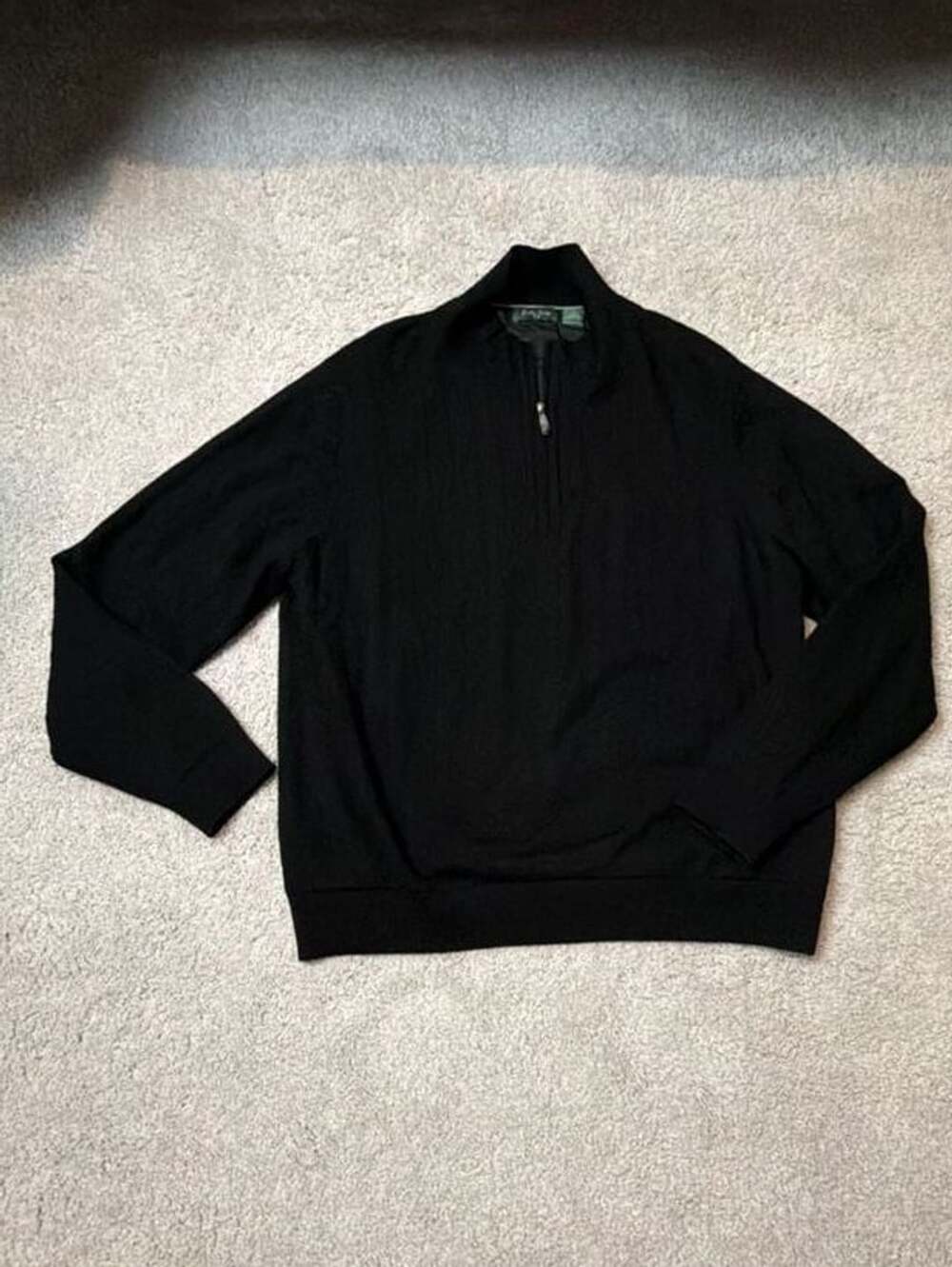 Bobby Jones Black Extra Fine Merino Wool Quarter-Zip Sweater